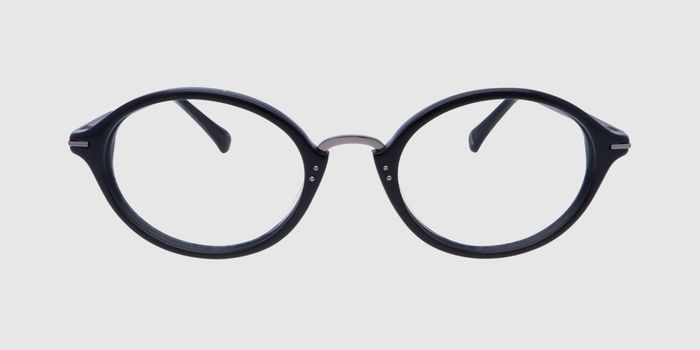  Black  silver Full frame Oval Eyeglasses for Men and Women