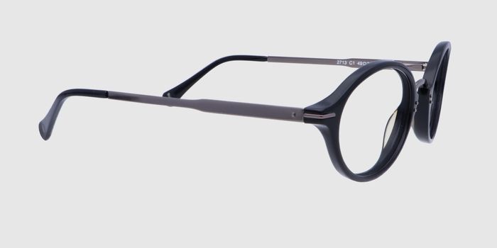  Black  silver Full frame Oval Eyeglasses for Men and Women