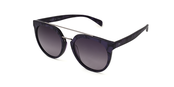 TITAN Black Tinted Round Sunglasses for Women