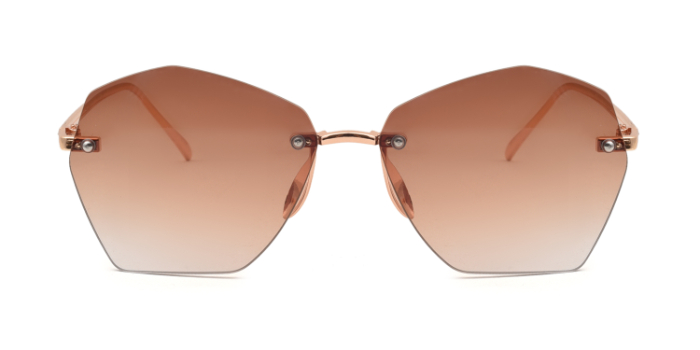  Brown Tinted Hexagon Sunglases for Women