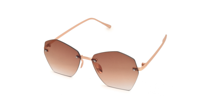  Brown Tinted Hexagon Sunglases for Women