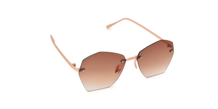  Brown Tinted Hexagon Sunglases for Women