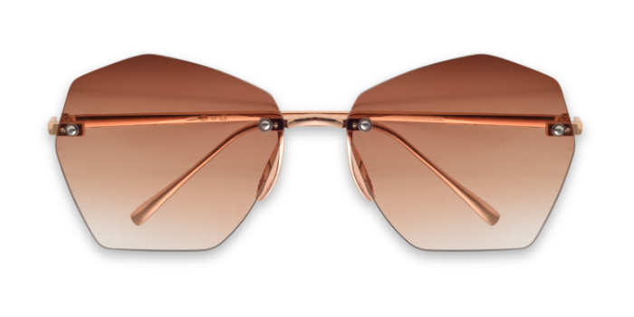  Brown Tinted Hexagon Sunglases for Women