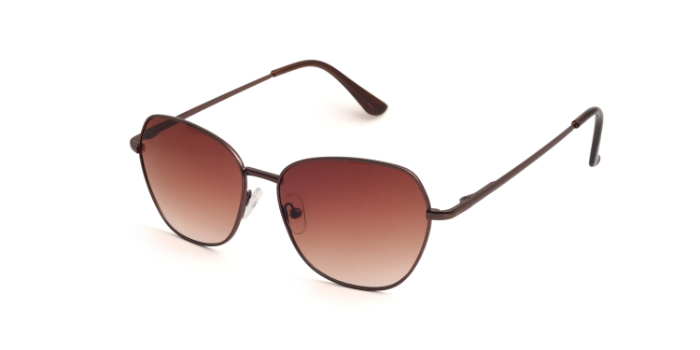  Brown Tinted Hexagon Sunglasses for Men and Women