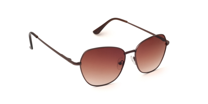  Brown Tinted Hexagon Sunglasses for Men and Women