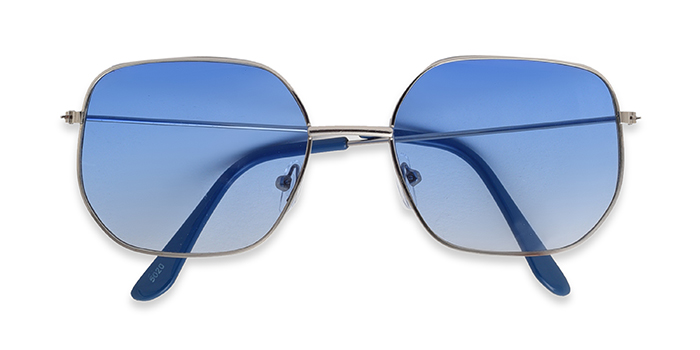  Blue Tinted Hexagon Sunglasses for Men