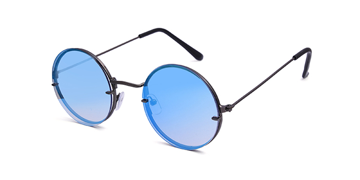  Blue Mirror Round Sunglasses for Men and Women