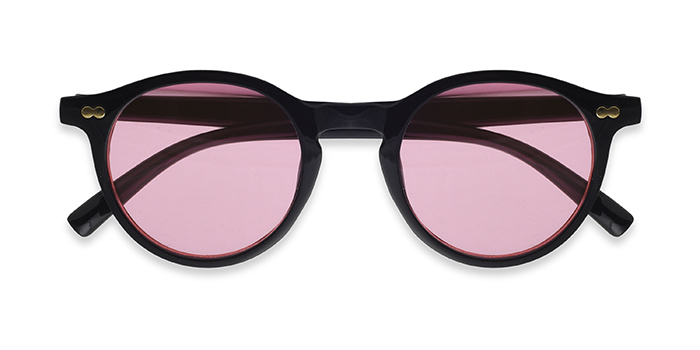  Pink Tinted Round Sunglasses for Men