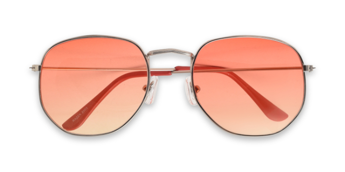  Orange Tinted Hexagon Sunglasses for Men and Women