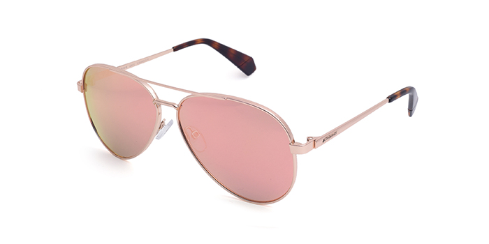 POLAROID Mirror Rose Gold Multilayer Aviator Sunglasses for Women