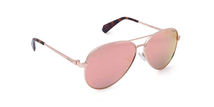 POLAROID Mirror Rose Gold Multilayer Aviator Sunglasses for Women